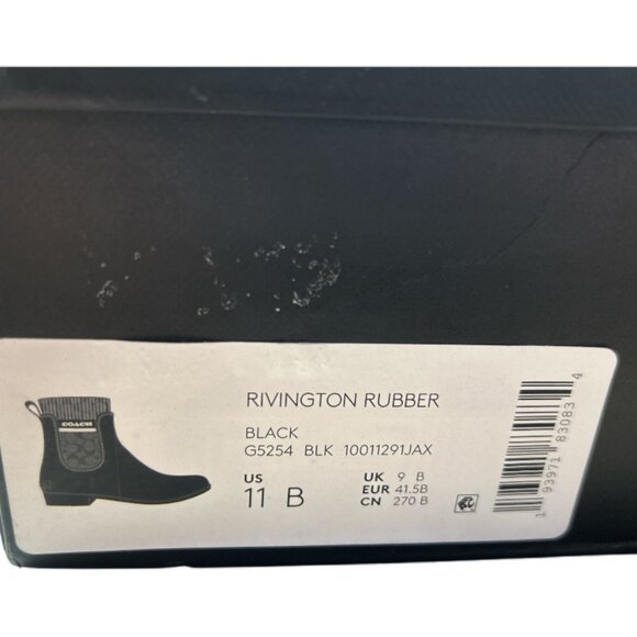 Coach Rivington Logo Chelsea Rain Boots - Black - Size 11 B (NEW IN BOX) - Picture 7 of 9